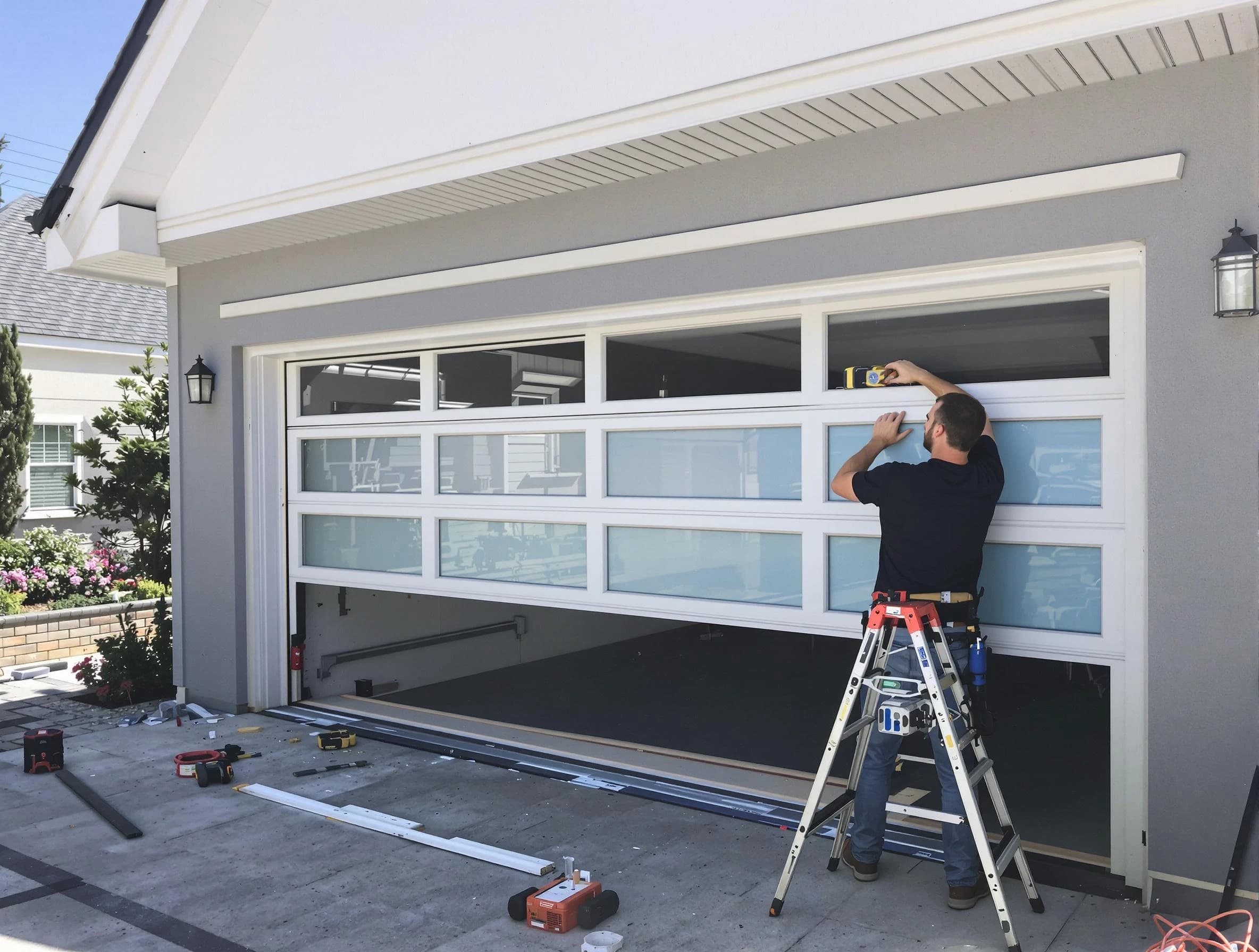 Yukon Garage Door Repair team performing garage door replacement in Yukon