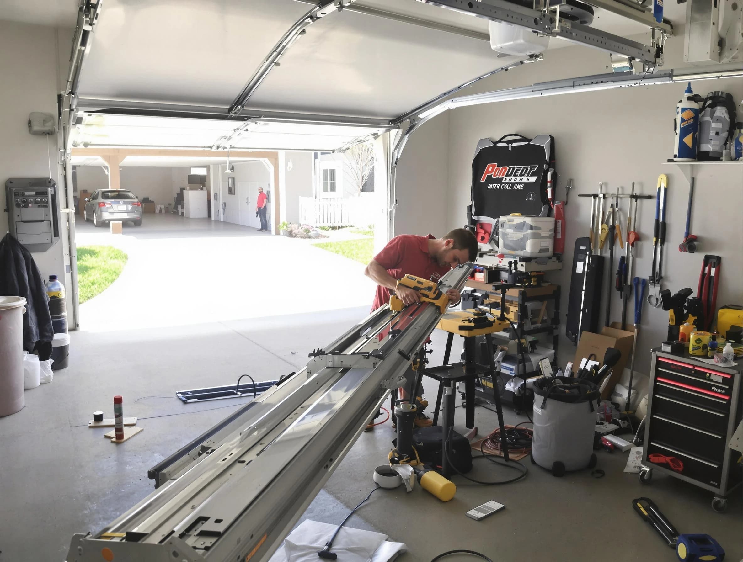Yukon Garage Door Repair expert performing track repair in Yukon